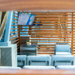 An inside shot of a cabana showing a TV in the upper corner.